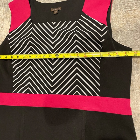 VOIR VOIR Pink Chevron Black & White Sheath Dress Professional Career Size 16 - Picture 12 of 12